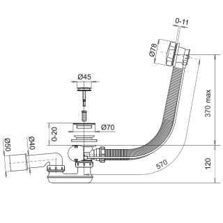 Слив-перелив WHITECROSS SPWC60CR 60 см хром